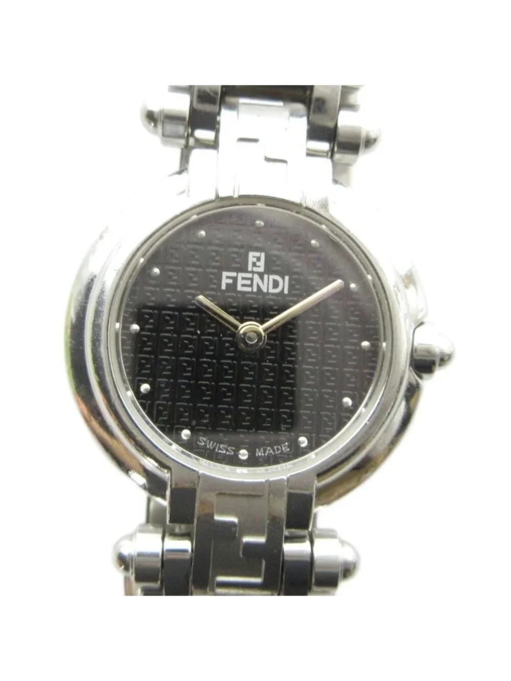 Fendi Watch Quartz Black Dial Logo Silver